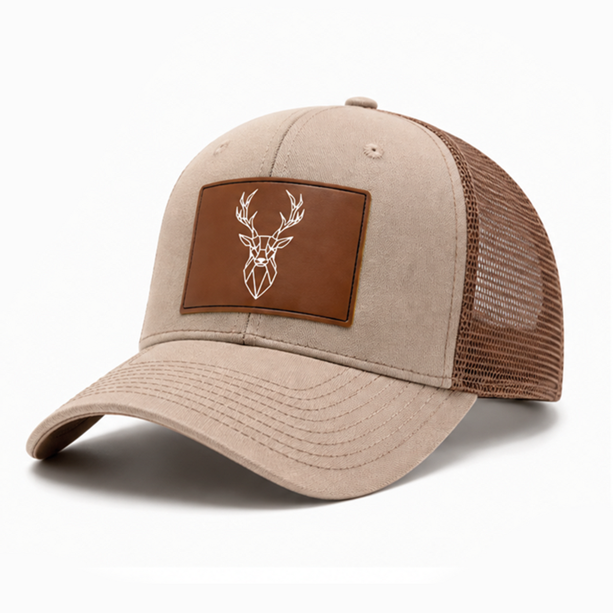 Deer Leather Patch Trucker Cap